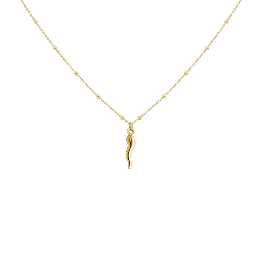 FRONAY 14k Gold Plated Sterling Silver Italian Horn Necklace for Women | Good - Picture 2 of 5
